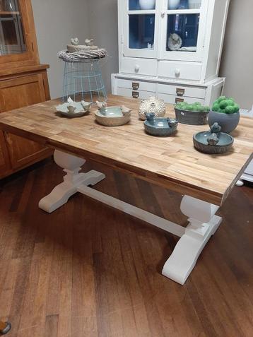 Prachtige landelijke kloostertafel wit/bruin 160 cm beschikbaar voor biedingen