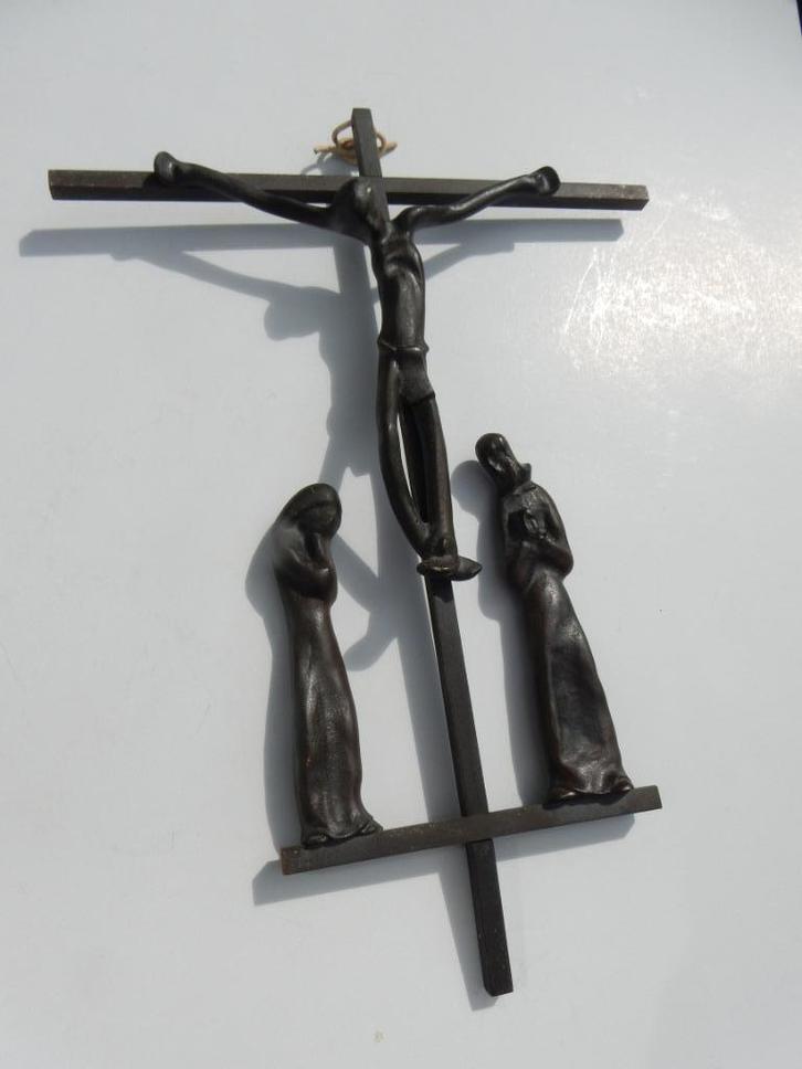 Bronzen  Calvarieberg kruisbeeld Eli Pellegrin 1914 - 2001, Antiek en Kunst, Antiek | Religie, Ophalen of Verzenden