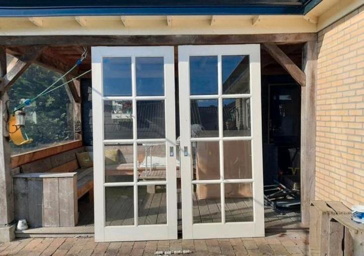 Schuifdeurset met geleiderail binnendeur te koop, Doe-het-zelf en Verbouw, Kozijnen en Schuifpuien, Gebruikt, Schuifpui, Ophalen