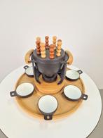 Vintage fonduepan set Nissen gietijzer hout Zweden '60 NOS, Witgoed en Apparatuur, Fonduesets, N, N, Brander, Fondueset