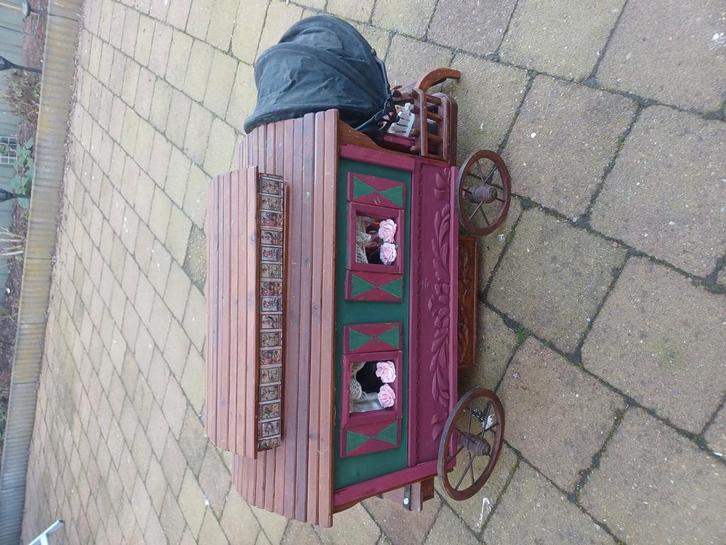 Antieke rolleman  model  woonwagen zie foto's, Antiek en Kunst, Curiosa en Brocante, Ophalen of Verzenden