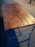 Stoere kwaliteits eettafel echt teakhout industrieel, Huis en Inrichting, Tafels | Eettafels, Ophalen, 100 tot 150 cm, Teakhout