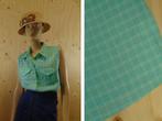 Vintage groen wit geruite mouwloze blouse maat 42 | 417, Groen, Maat 42/44 (L), Vintage, Zo goed als nieuw