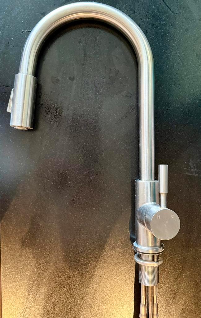 Keukenmengkraan RVS met handdouche, Doe-het-zelf en Verbouw, Sanitair, Zo goed als nieuw, Kraan, Rvs, Ophalen of Verzenden