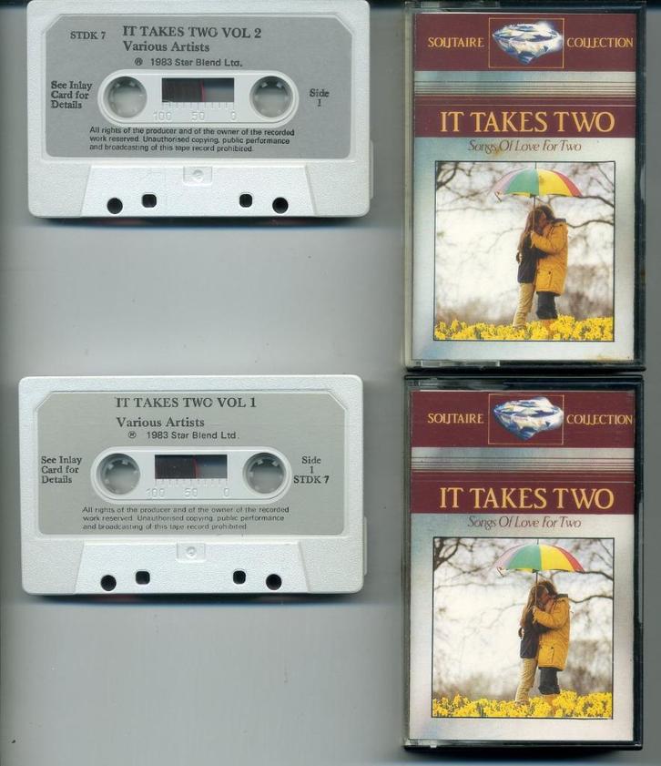 It Takes Two Songs Of Love For Two 28 nrs 2 cassettes ZGAN, Cd's en Dvd's, Cassettebandjes, Zo goed als nieuw, Origineel, Verzamelalbums