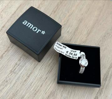 Zilveren ring met riemdetail en zirkonia NIEUW beschikbaar voor biedingen