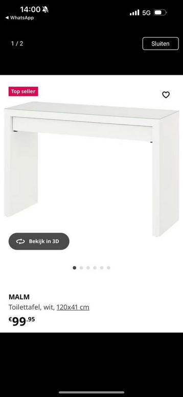 kaptafel ikea plus stoel en glasplaat