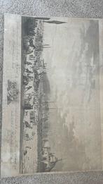 Te koop oude gravure van Rotterdam met zicht opMaas, Antiek en Kunst, Ophalen of Verzenden