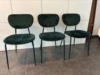 3x Eetkamer stoel of bureaustoel groen velour, Huis en Inrichting, Stoelen, Ophalen, Zo goed als nieuw, Overige kleuren, Eén