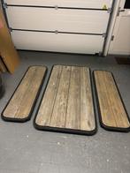 Inklapbare tuinset tafel en zitbanken, Tuin en Terras, Ophalen, Gebruikt, Rechthoekig, Hout