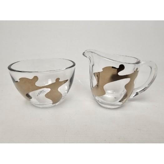 # Corry Ammerlaan suiker en melk stel van glas, Huis en Inrichting, Keuken | Servies, Gebruikt, Overige typen, Overige stijlen