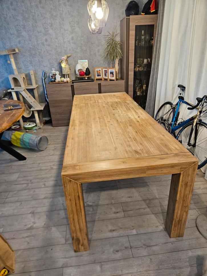 Houten Eettafel, Huis en Inrichting, Tafels | Eettafels, Gebruikt, 50 tot 100 cm, 200 cm of meer, Rechthoekig, Ophalen