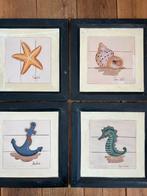 Set van 4 stuks houten 3-D Maritieme Schilderijen, Huis en Inrichting, Ophalen, Gebruikt, Schilderij, Minder dan 50 cm