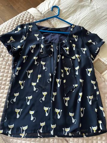 ZGAN! Mooie top met poezen patronen van Steps maat 42! beschikbaar voor biedingen