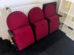3 Theaterstoelen, Bordeaux rood- Gebruikt, Huis en Inrichting, Stoelen, Ophalen, Gebruikt, Drie, Stof