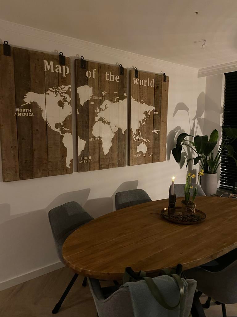 3-luik Wereldkaart Wanddecoratie, Ophalen, Zo goed als nieuw
