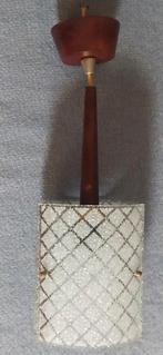 Scandinavisch MCM hanglamp teak frosted glass panelen 1960's, Ophalen of Verzenden