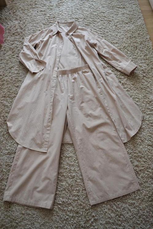 Set: wijde broek en lange blouse maat XXL, Kleding | Dames, Broeken en Pantalons, Nieuw, Maat 46/48 (XL) of groter, Beige, Lang