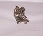 Prachtig vintage klein metalen beeldje muis op skateboard., Antiek en Kunst, Curiosa en Brocante, Ophalen of Verzenden