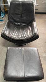 Draai Fauteuil Spario incl hocker ( GOOSSENS) echt leer!, Ophalen, Gebruikt, Leer, 50 tot 75 cm