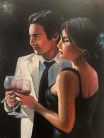 Olieverfschilderij: Elegant paar met wijn, Ophalen of Verzenden