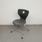 2x Verner Panton schoolstoel - grijze kunststof zitting, Ophalen of Verzenden, Wit, Kunststof, Twee