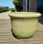 Groene Plantenpot Aardewerk, Gebruikt, Rond, Binnen, Ophalen of Verzenden