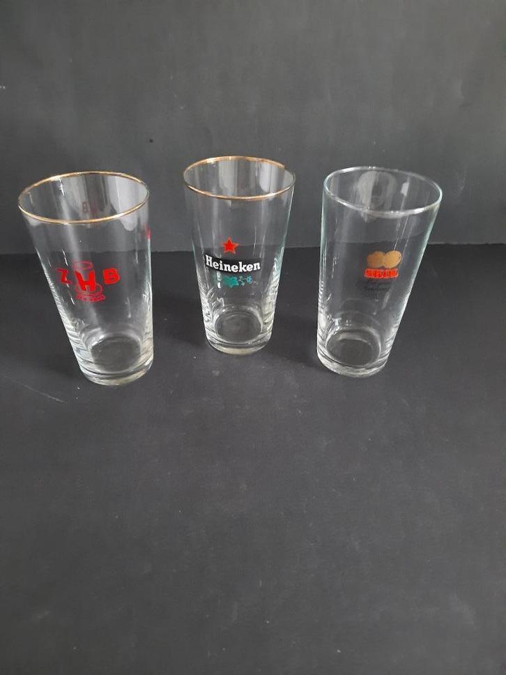 Heineken bierglas traditioneel glas met goud randje, Verzamelen, Biermerken, Zo goed als nieuw, Glas of Glazen, Heineken, Ophalen of Verzenden