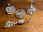 Mooie 3 delige vintage make-up set van bewerkt glas, Sieraden, Tassen en Uiterlijk, Uiterlijk | Cosmetica en Make-up, Ophalen