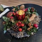 Sfeervolle verlichte kerstkrans op gevlochten takkenkrans., Ophalen of Verzenden, Zo goed als nieuw