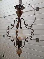 hanglamp retro messing met natuursteen, Huis en Inrichting, Lampen | Hanglampen, Ophalen of Verzenden, 'T Olde Gre-j, Info@toldegrej.nl