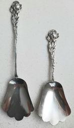 2 Zilveren bloem suiker/theeschep, Ophalen of Verzenden, Zilver