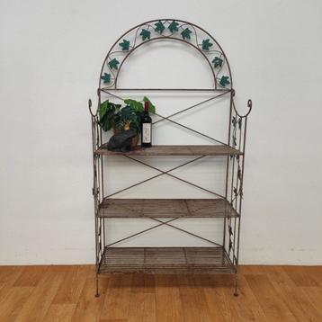 Vintage brocante inklapbare smeedijzeren etagère bloemenrek beschikbaar voor biedingen