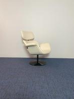 2 x Design draaifauteuil Artifort Big Tulip - wit leder, Ophalen, Gebruikt, 75 tot 100 cm, Metaal