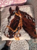 Vintage Knoopkussen Paard, Huis en Inrichting, Woonaccessoires | Kussens, Ophalen of Verzenden, Gebruikt, Bruin, Vierkant