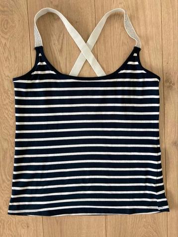 Donkerblauw/wit gestreepte top met zilveren bandjes beschikbaar voor biedingen
