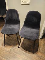 Zwarte velvet stoelen (2 stuks), Huis en Inrichting, Stoelen, Ophalen, Twee, Zwart, Zo goed als nieuw