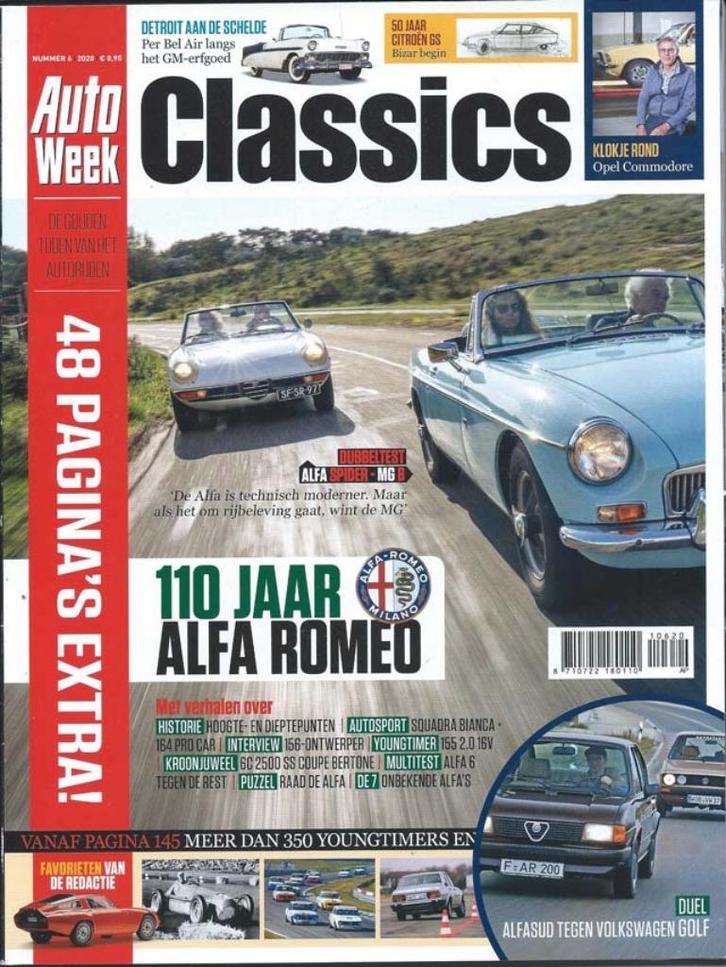 Autoweek Cl 6 2020 : Alfa Spider / 33 / 155 / 164 - MG MGB, Boeken, Auto's | Folders en Tijdschriften, Gelezen, Algemeen, Ophalen of Verzenden