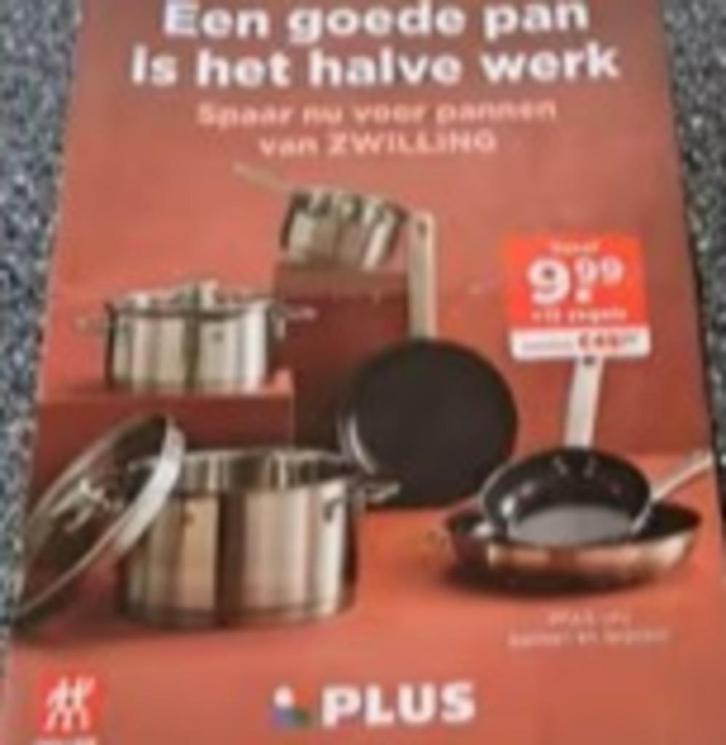 3 volle kaarten (=45 PLUS pannen zegels) ZWILLING, Verzamelen, Supermarktacties, Plus, Ophalen