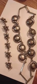 Brutalist Ketting & Armband Set, Sieraden, Tassen en Uiterlijk, Ophalen of Verzenden, Gebruikt, Zilver, Overige materialen