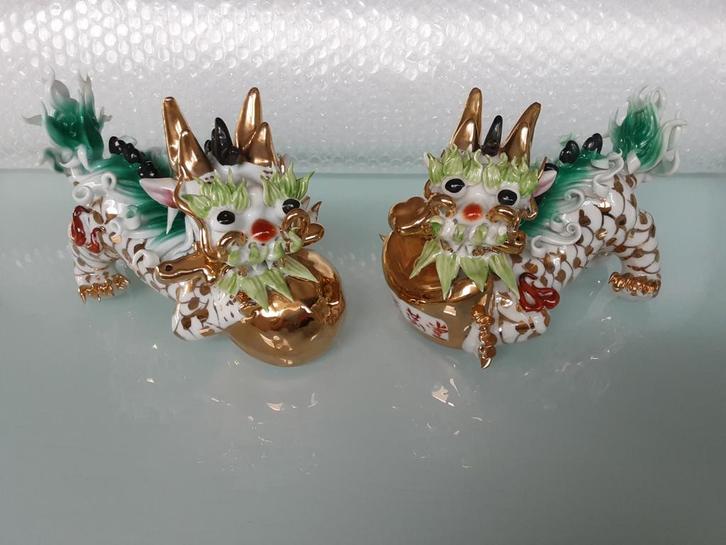 Chinese Foo Dog Beeldjes Set., Antiek en Kunst, Kunst | Niet-Westerse kunst, Ophalen of Verzenden