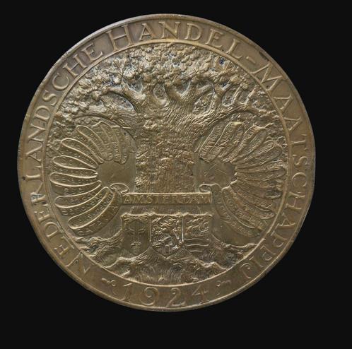 Penning  Nederlandsche Handel Maatschappij, 1924, Postzegels en Munten, Penningen en Medailles, Brons, Verzenden