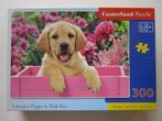 Castorland puzzel - Labrador Puppy in Pink Box - 300 st., Ophalen of Verzenden, Minder dan 500 stukjes, Gebruikt, Legpuzzel