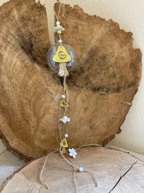 HOUT DECO 191 BOL MET PADDENSTOELEN NIEUW, Antiek en Kunst, Curiosa en Brocante, Ophalen of Verzenden