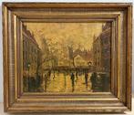 Frans School (XX) - Montmartre met figuren, Ophalen of Verzenden