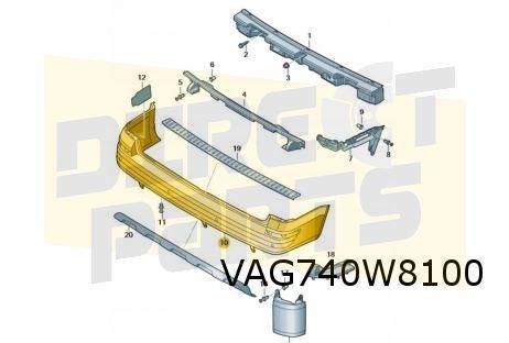 Volkswagen T5/T6 (6/13-) Achterbumper (+/- PDC) (9B9 satijnz, Auto-onderdelen, Carrosserie en Plaatwerk, Bumper, Volkswagen, Achter