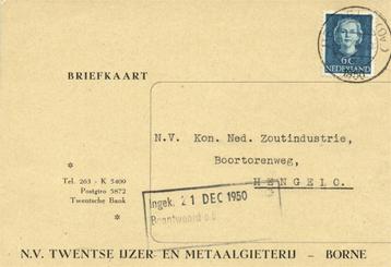 NV Twentse IJzer- en Metaalgieterij, Borne - 12.1950 - brief beschikbaar voor biedingen