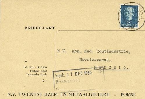 NV Twentse IJzer- en Metaalgieterij, Borne - 12.1950 - brief, Postzegels en Munten, Brieven en Enveloppen | Nederland, Briefkaart