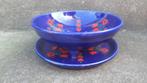Vintage FRUITTEST fruitschaal 2-delig blauw aardewerk, Huis en Inrichting, Keuken | Servies, Ophalen of Verzenden, Overige stijlen