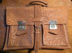 Retro leren schooltas/aktetas, Sieraden, Tassen en Uiterlijk, Tassen | Schooltassen, Gebruikt, Bruin, Aktetas of Boekentas, 30 tot 40 cm